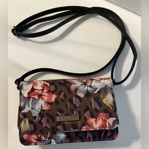 Koltov Crossbody Removable Strap Olive Green Floral Print 7x4 Snap Closure CC